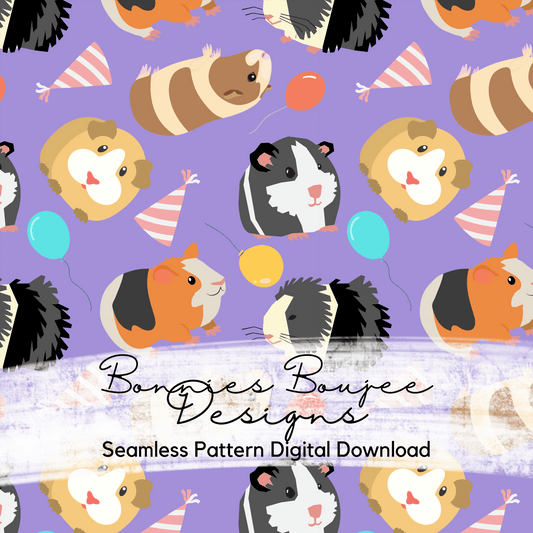 Guinea Pig Party on Purple Seamless File