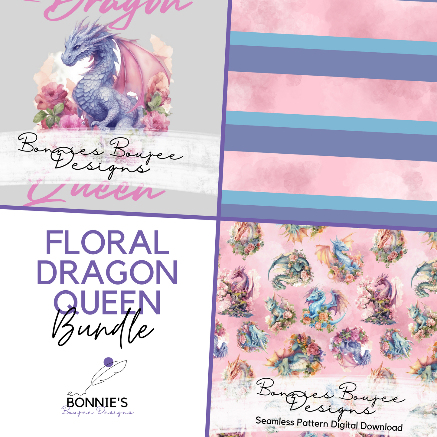 Watercolor Princesses and Dragons Drop Bundle Purchase