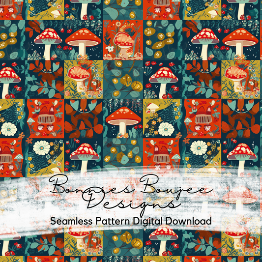 Cottagecore Mushroom Patchwork Seamless File