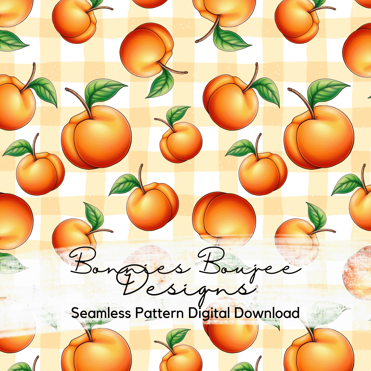 Peach Fruit on Plaid Seamless File