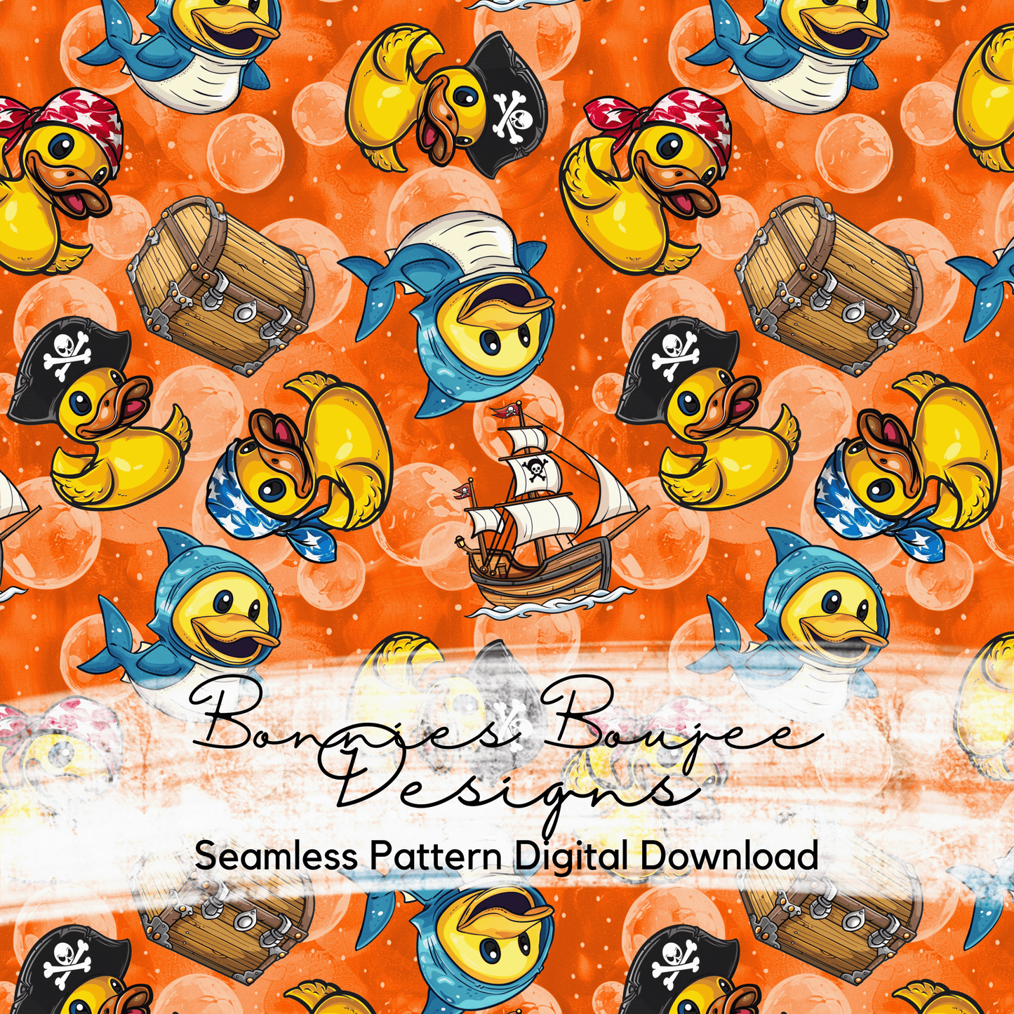 Pirate Ducks Rubber Duckies Bundle Seamless files including SWIM SAFE colorway options