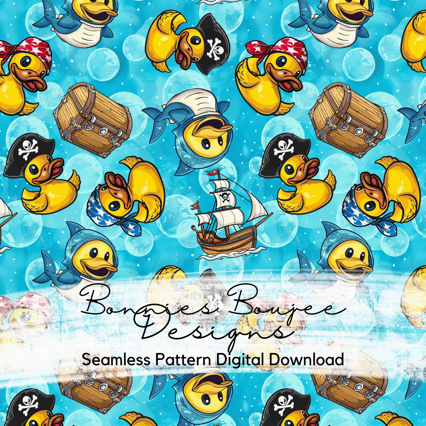 Pirate Ducks Rubber Duckies Bundle Seamless files including SWIM SAFE colorway options