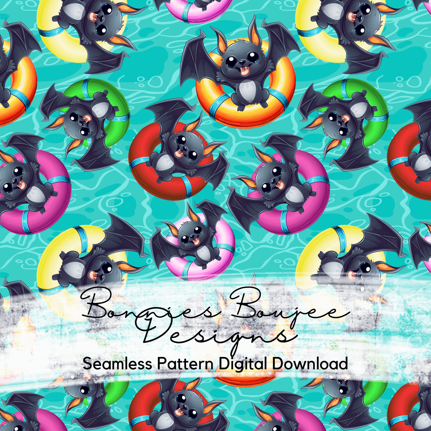 Bats on Pool Floats Seamless File