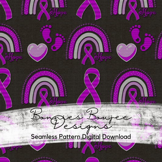 Purple Premature Birth Awareness Ribbon Faux Embroidery Background Seamless File