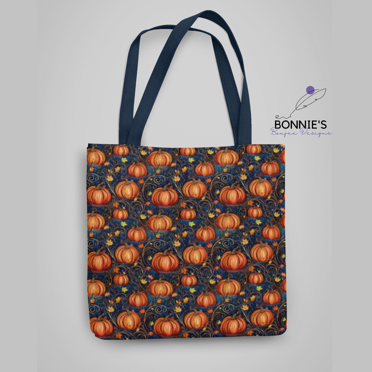 Swirly Pumpkins on a Dark Blue Background Seamless File