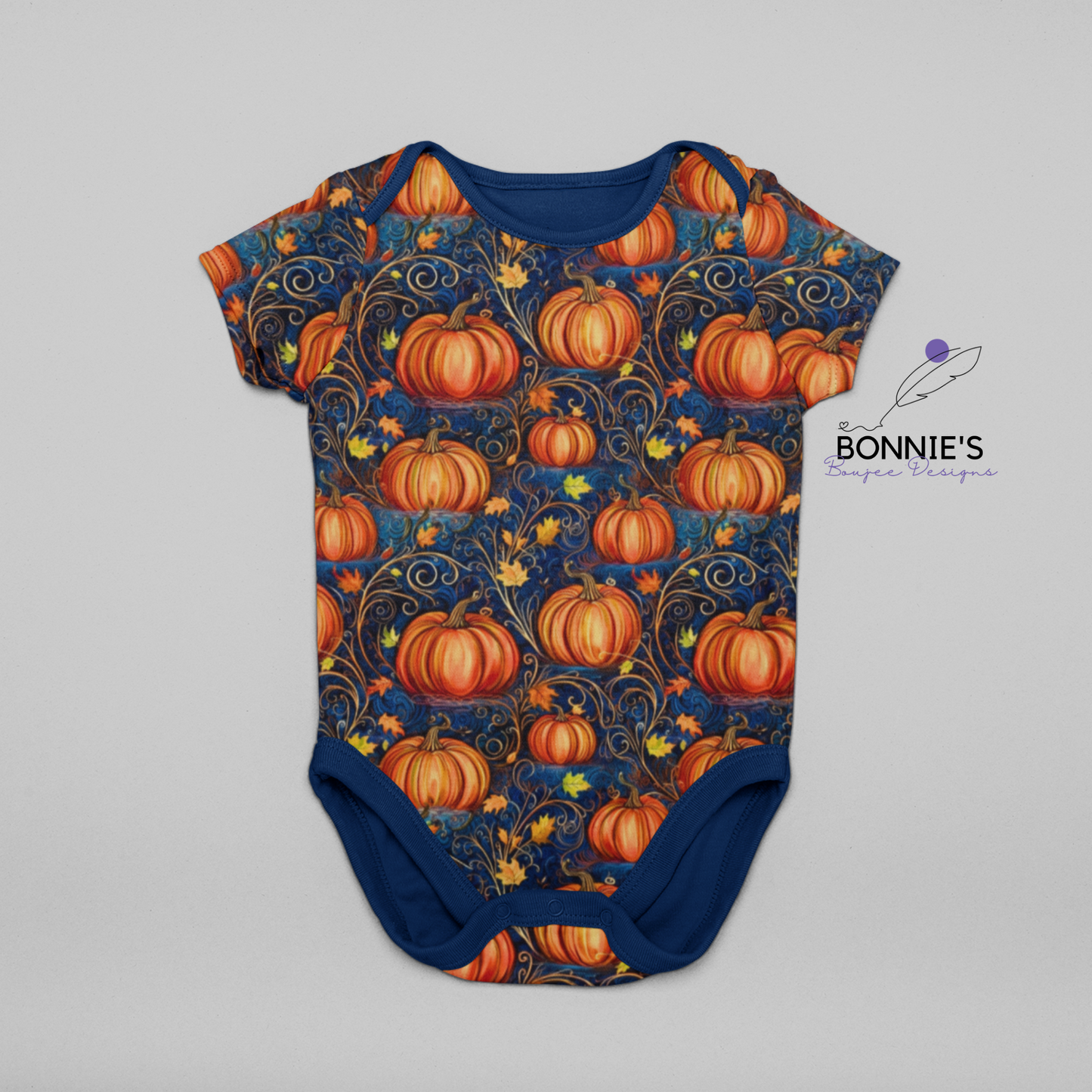 Swirly Pumpkins on a Dark Blue Background Seamless File