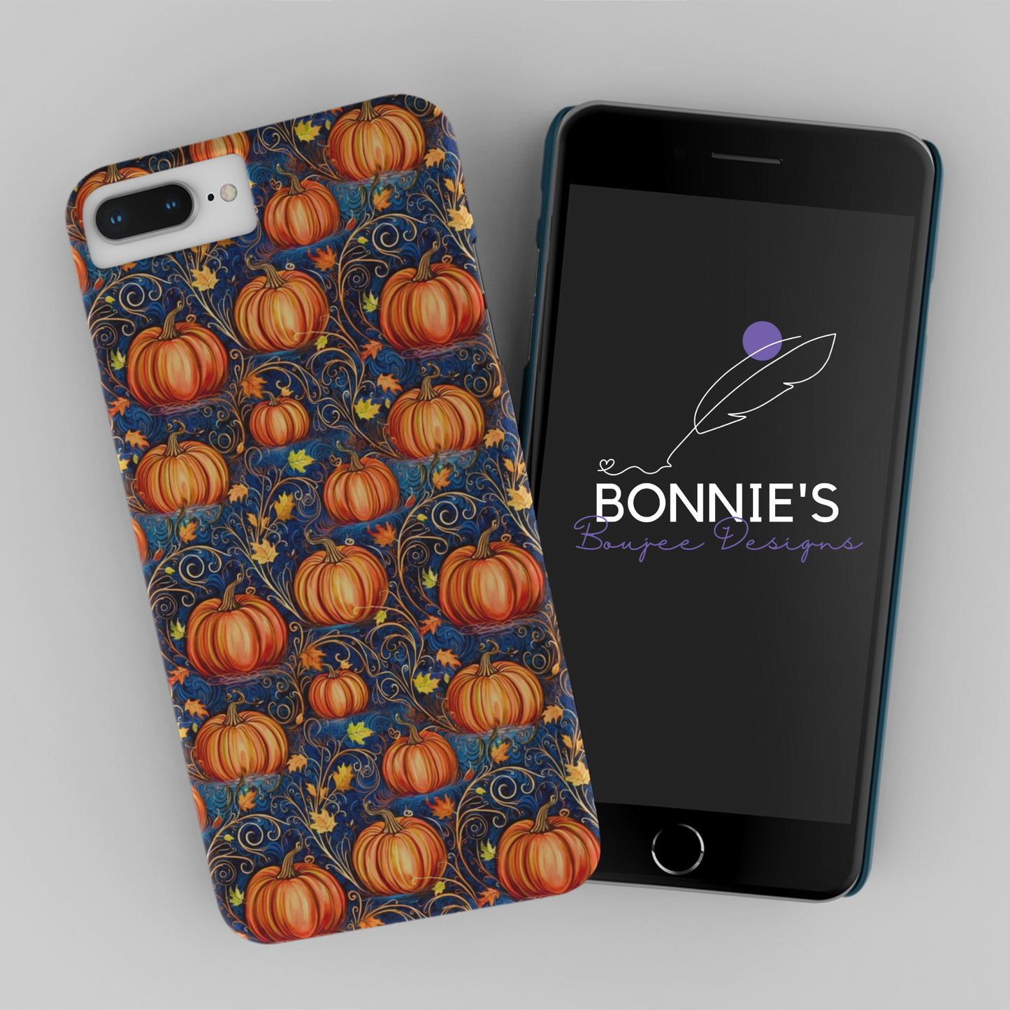 Swirly Pumpkins on a Dark Blue Background Seamless File