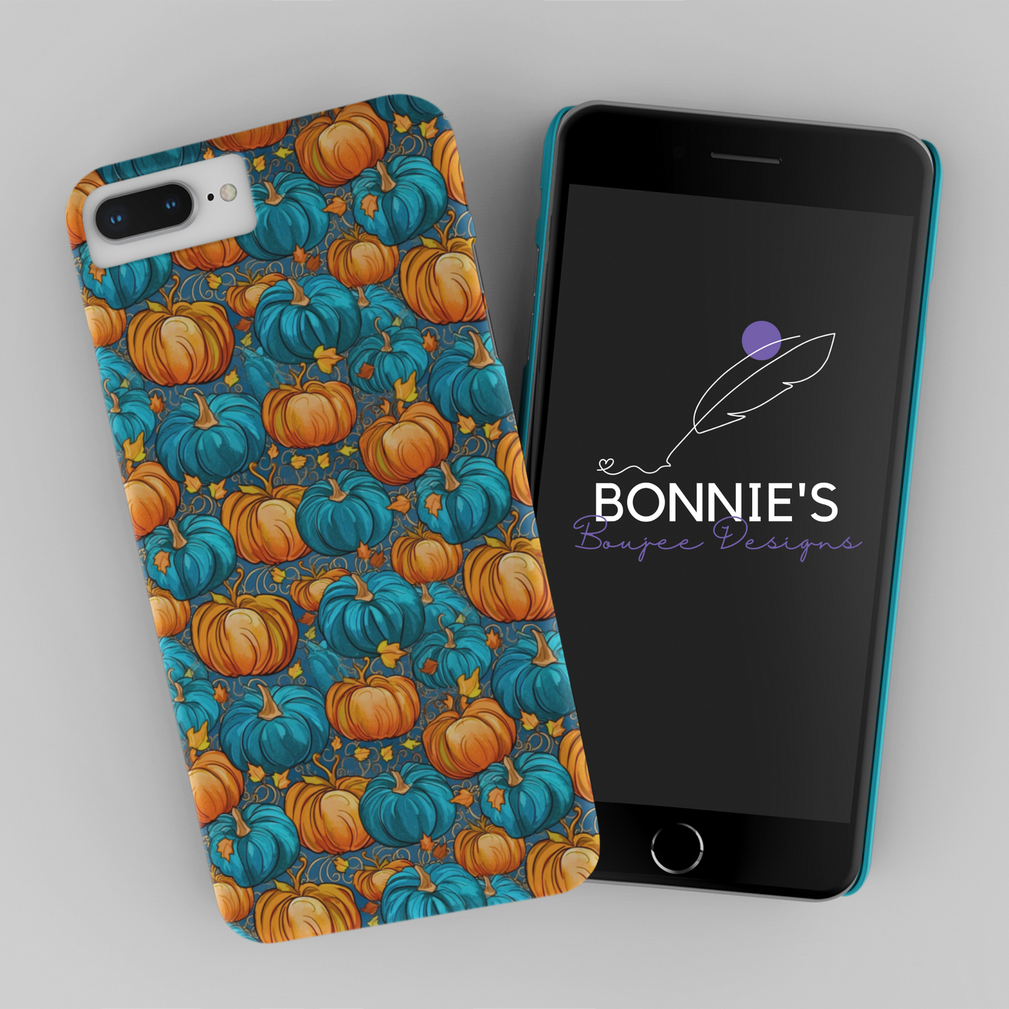 Pumpkins in Orange and Teal Seamless File