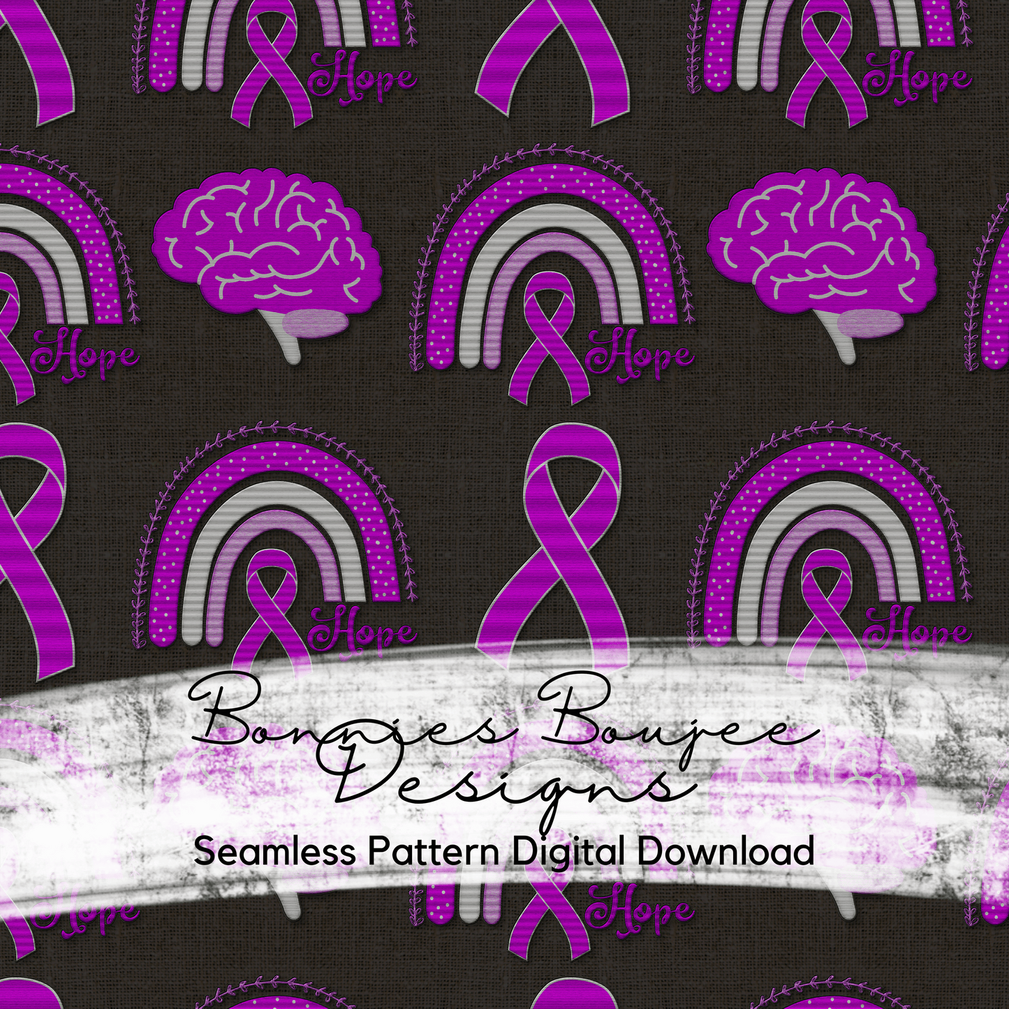 Purple Awareness Ribbon Faux Embroidery Background Seamless File