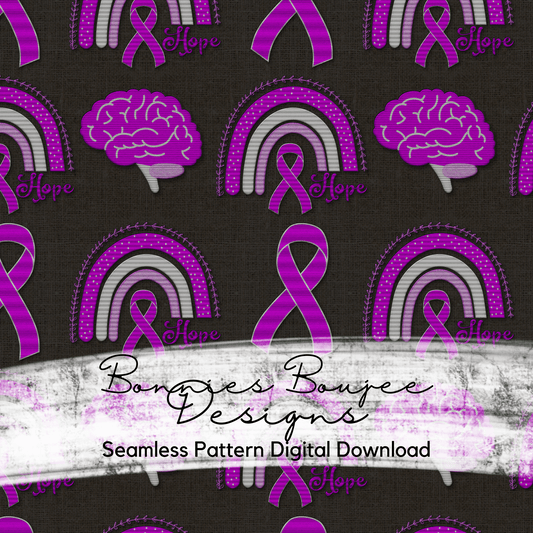 Purple Awareness Ribbon Faux Embroidery Background Seamless File