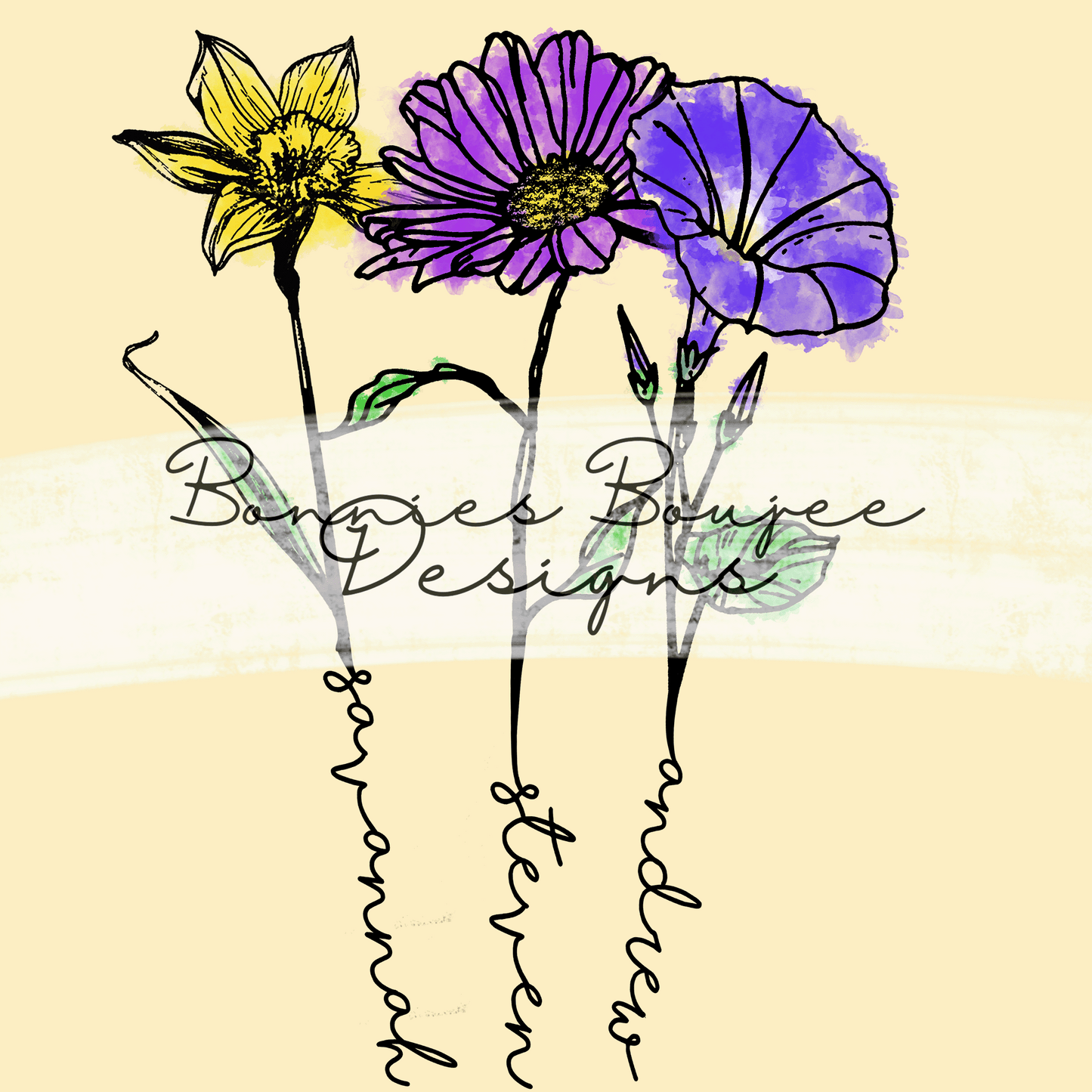 RUSHER's Family Birth Flower PNG