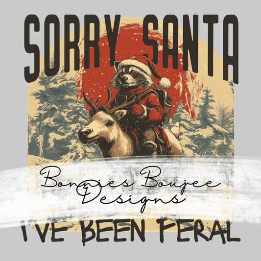 Sorry Santa I've Been Feral Vintage Racoon Sublimination PNG Coordinating