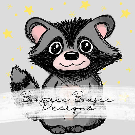 Cute Racoon with Stars Hand Drawn Sublimination PNG Coordinating