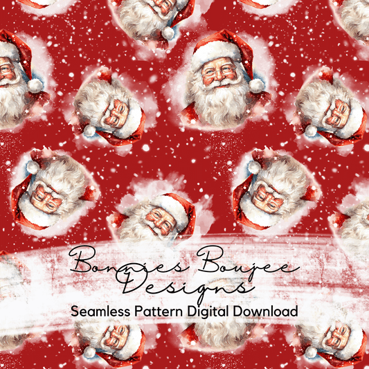 Red Watercolor Santa Seamless File