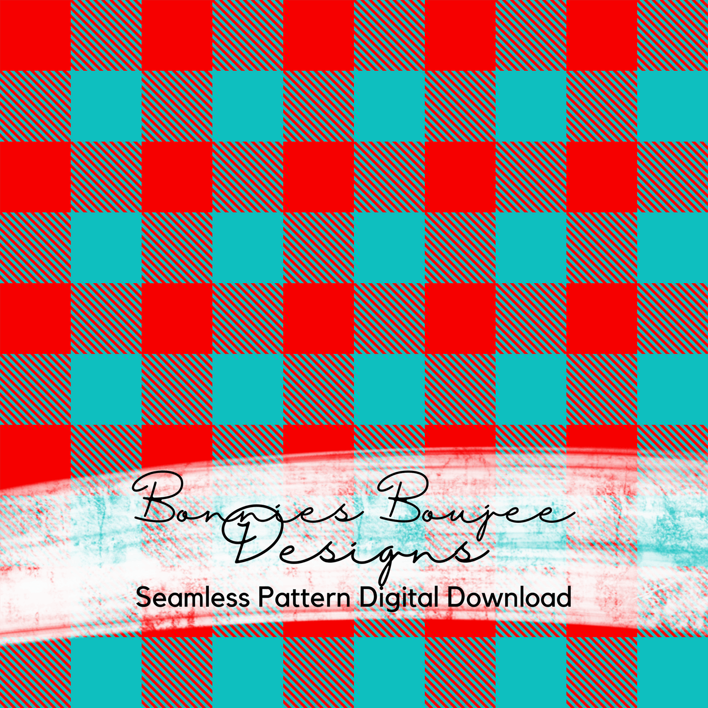 Gingham of Turqoise and Red Seamless File