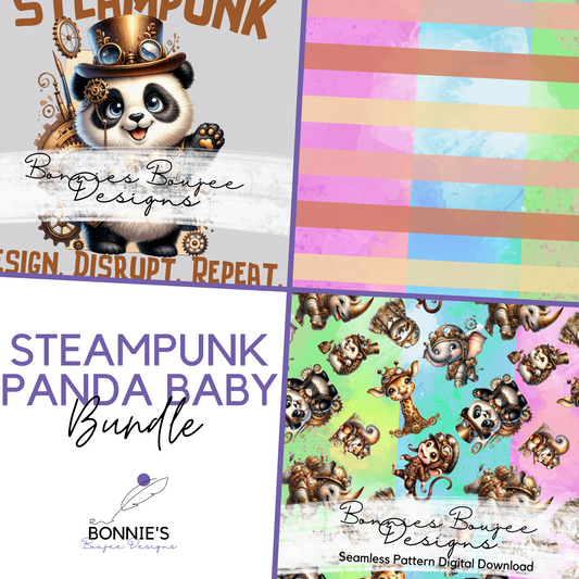 Steampunk Baby Panda Watercolor Bundle Purchase