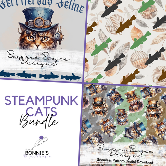 Steampunk Cat Watercolor Bundle Purchase