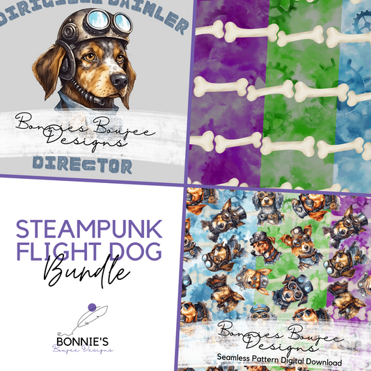 Steampunk Dog Watercolor Bundle Purchase