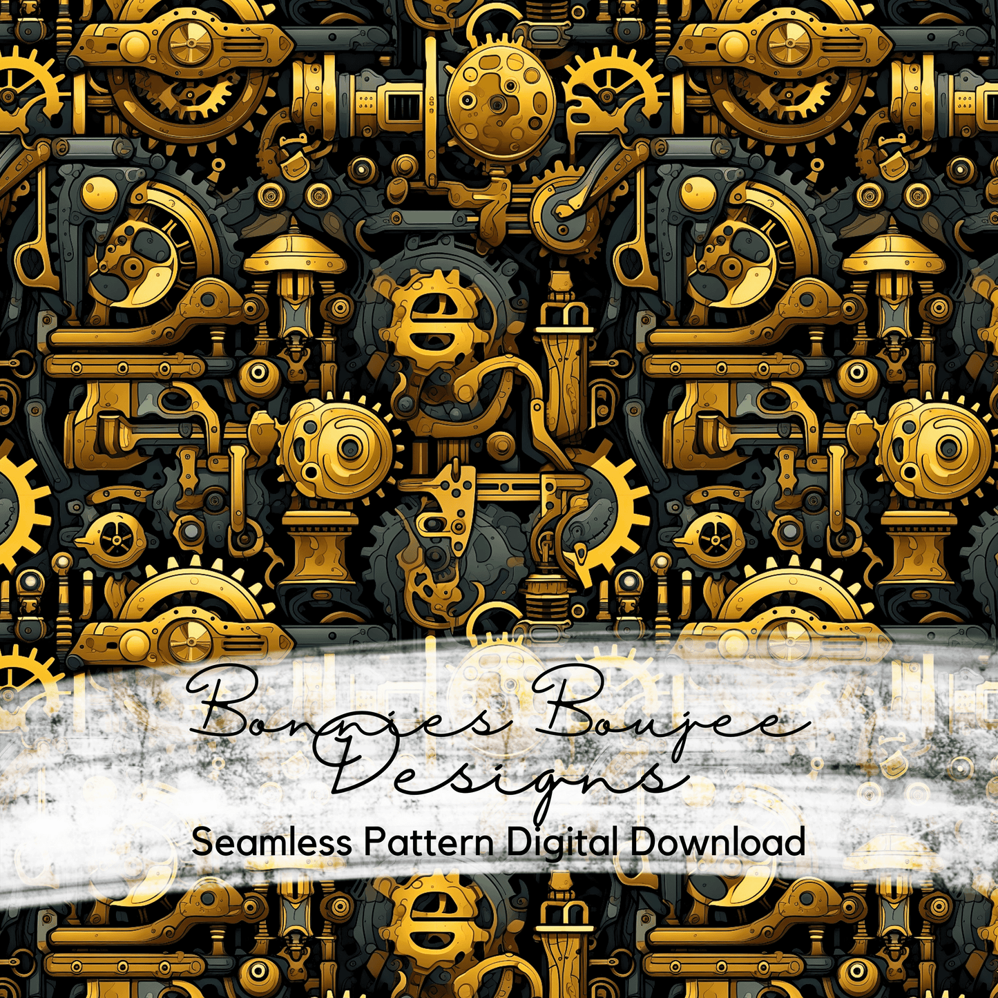 Drawing of Steampunk Architecture Design Background Seamless File