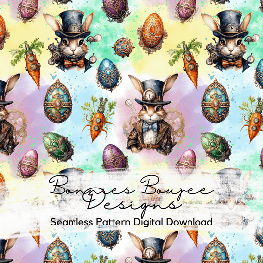 Steampunk Bunnies Easter Seamless File