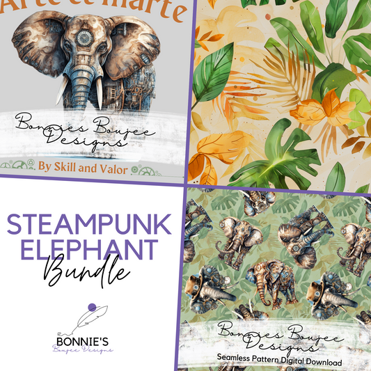 Steampunk Elephant Watercolor Bundle Purchase