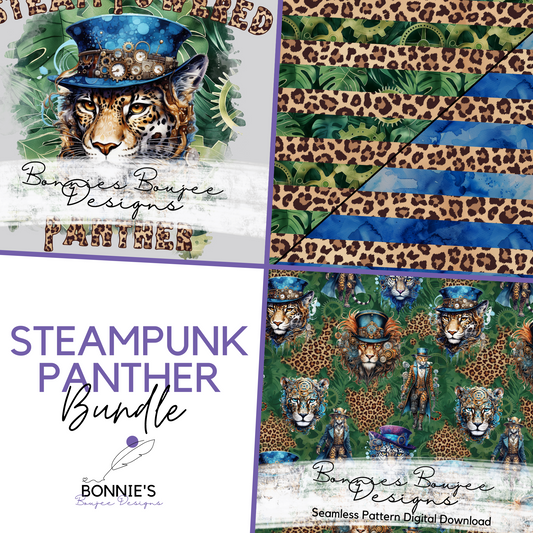 Steampunk Panther Leopard Watercolor Bundle Purchase