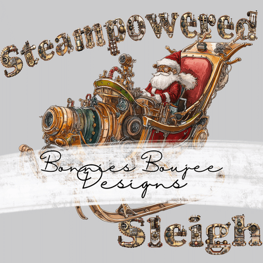 Steampunk Santa Sleigh Sublimination PNG Coordinating