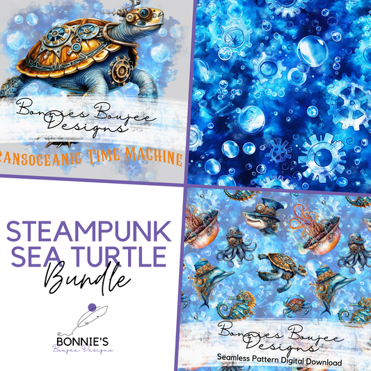Steampunk Sea Turtle Watercolor Bundle Purchase