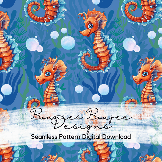 Orange Sea Horse Seamless File