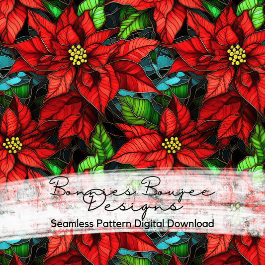 Poinsettias in Stain Glass Style Seamless File