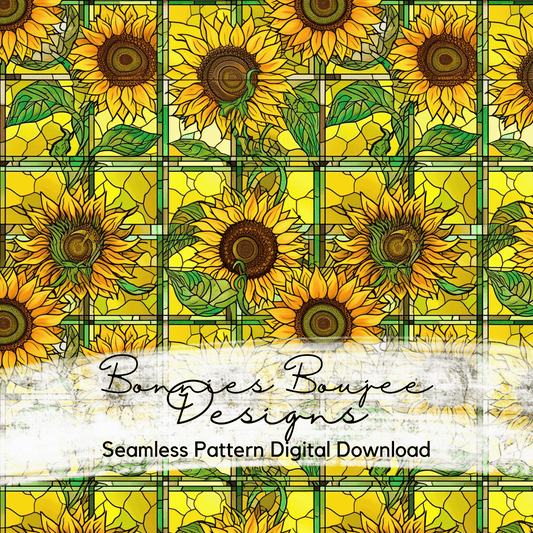 Sunflower in Stain Glass style Seamless File