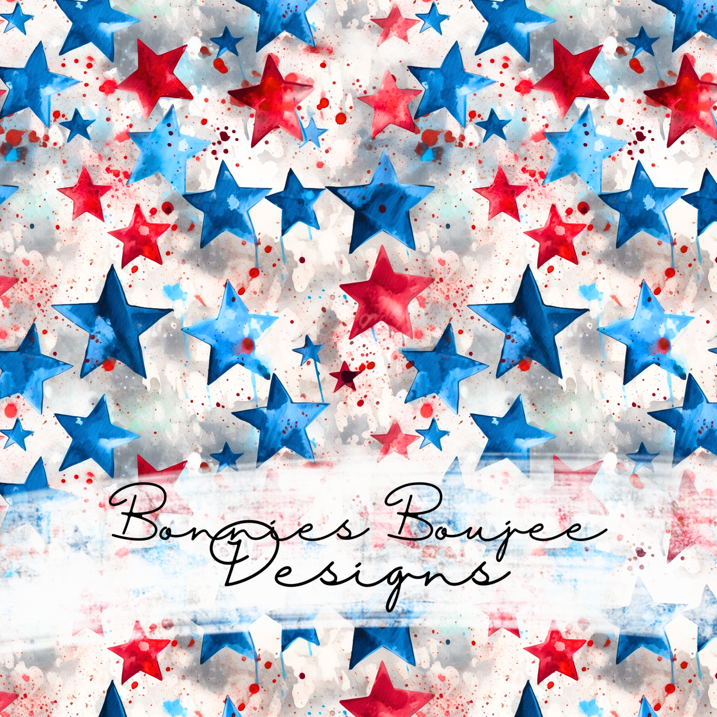 Red, White and Blue Painted Stars Seamless File