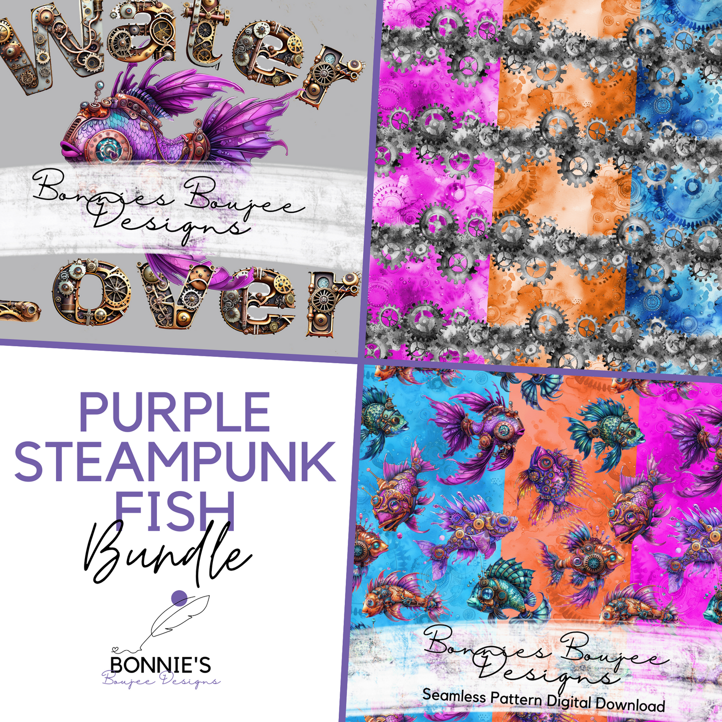 Steampunk Purple Fish Water Lover Bundle Purchase