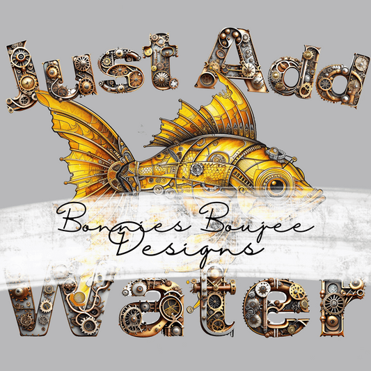 Steampunk Yellow Fish Just Add Water Coordinating Sublimination PNG