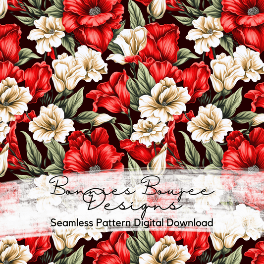 Beautiful Red and White Floral Seamless File