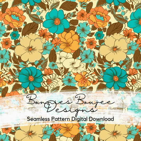 Fall Flowers Boho Colors Seamless File