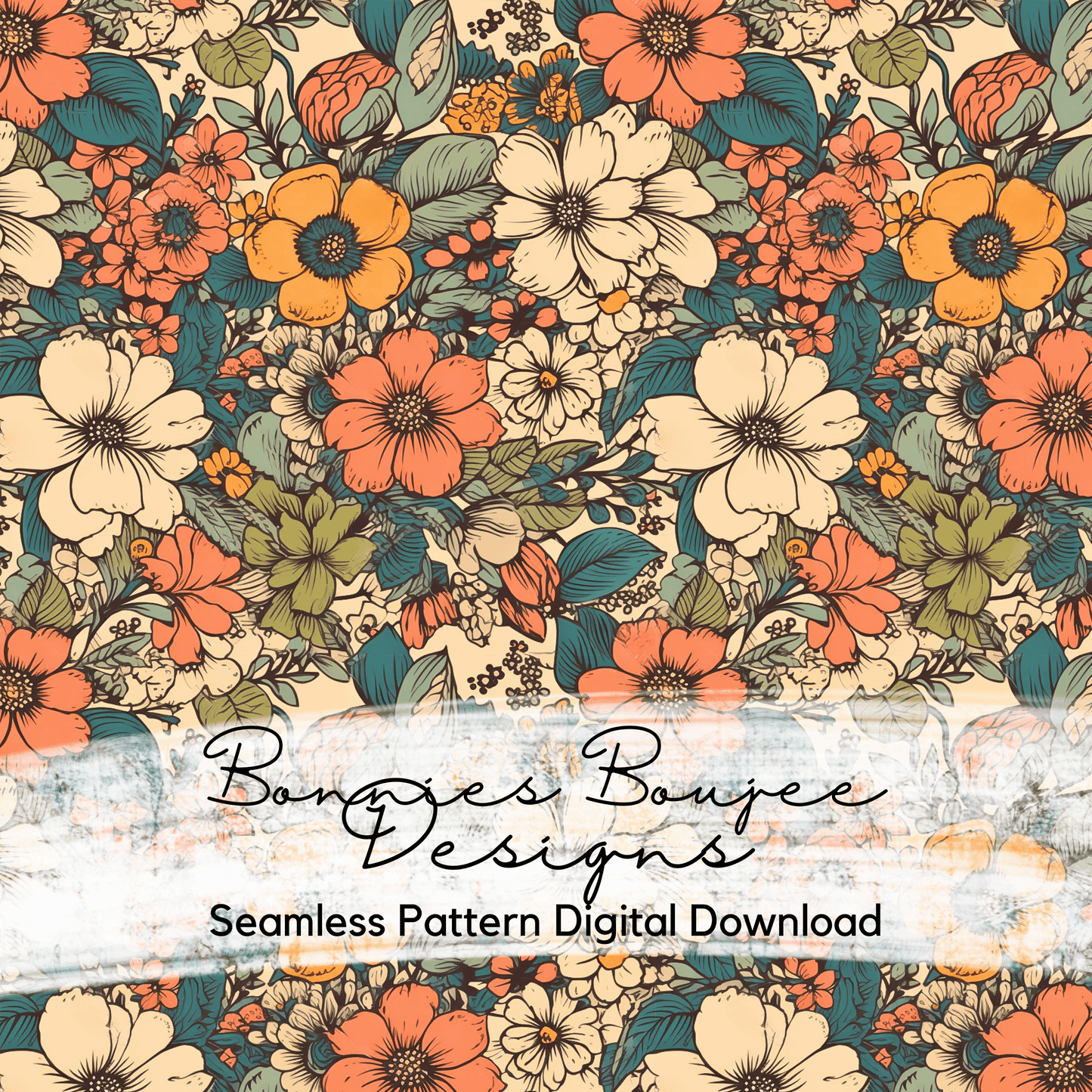 Fall Flowers Boho Girly Colors Seamless File