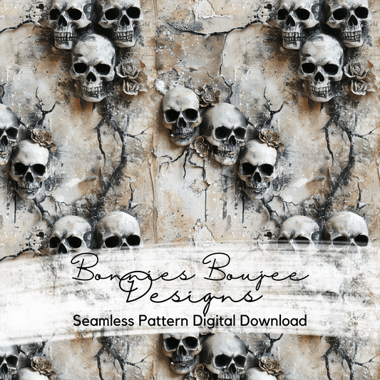 Realistic Textured Skull on a Rustic Background Seamless File
