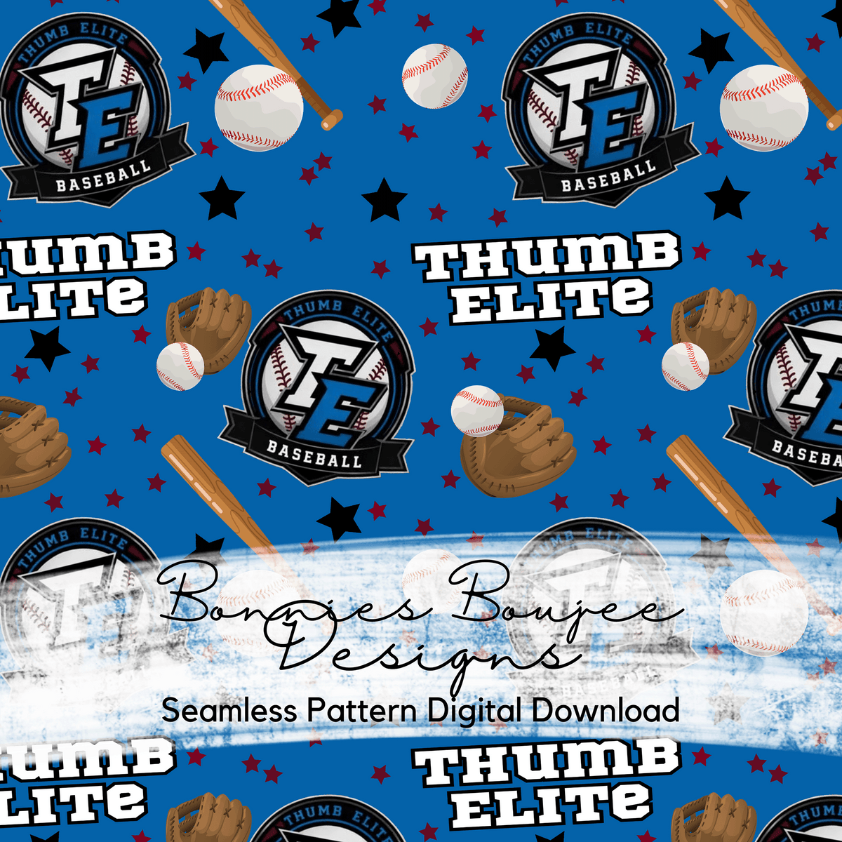 Thumb Elite Logo on Blue Seamless File