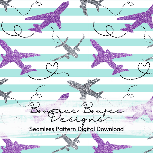 Travels with Glitter Airplanes Seamless File