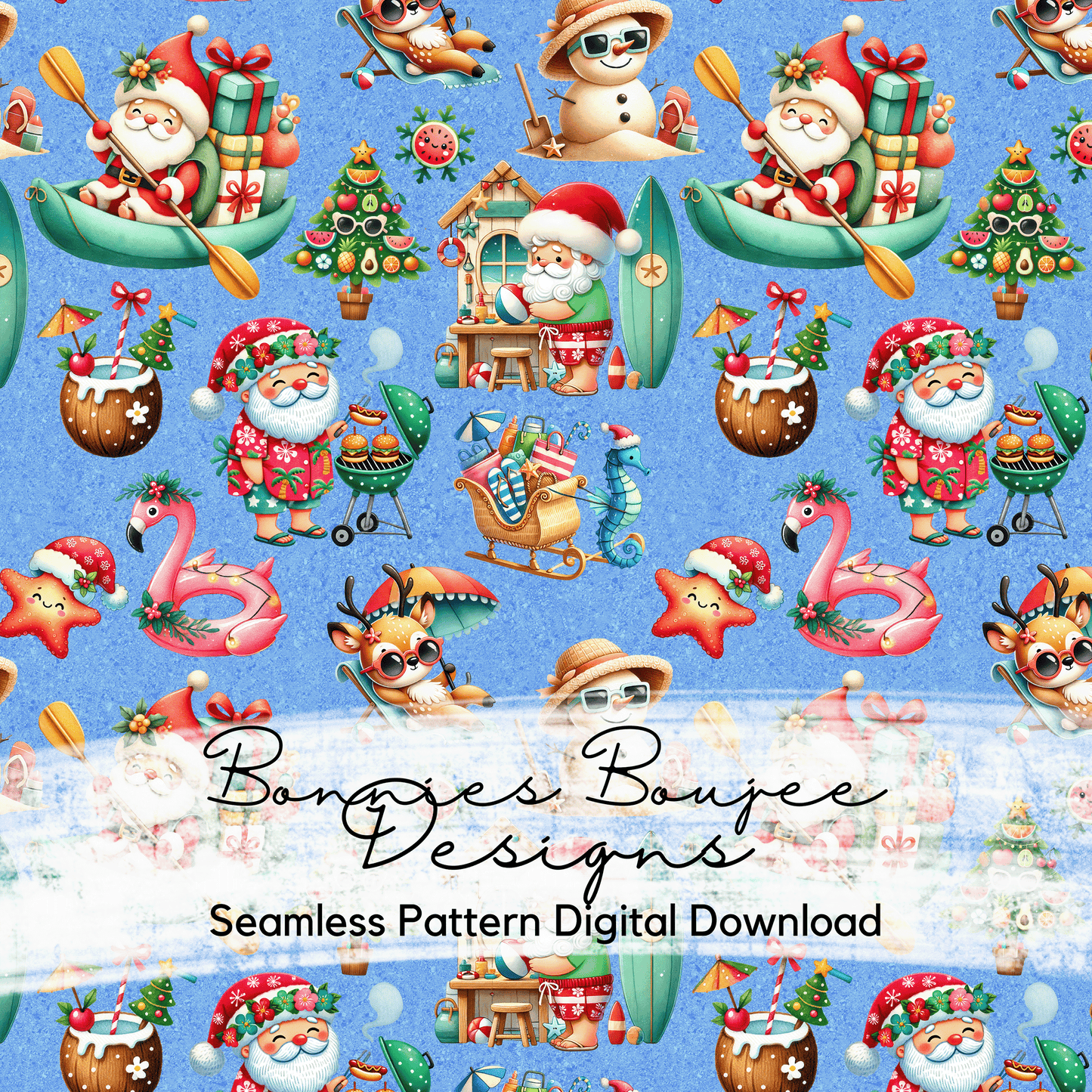 Tropical Santa Seamless File with Five Colorways