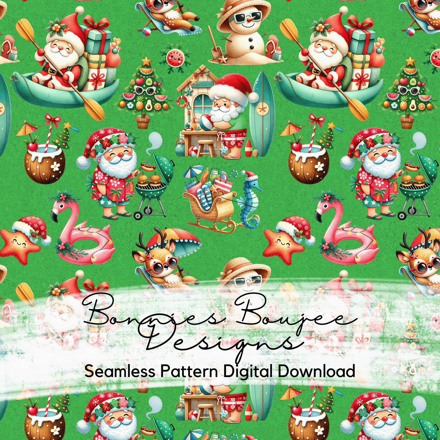 Tropical Santa Seamless File with Five Colorways