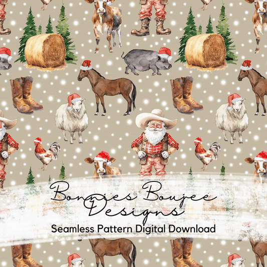 Farming Santa on GN Background with Boots Seamless File