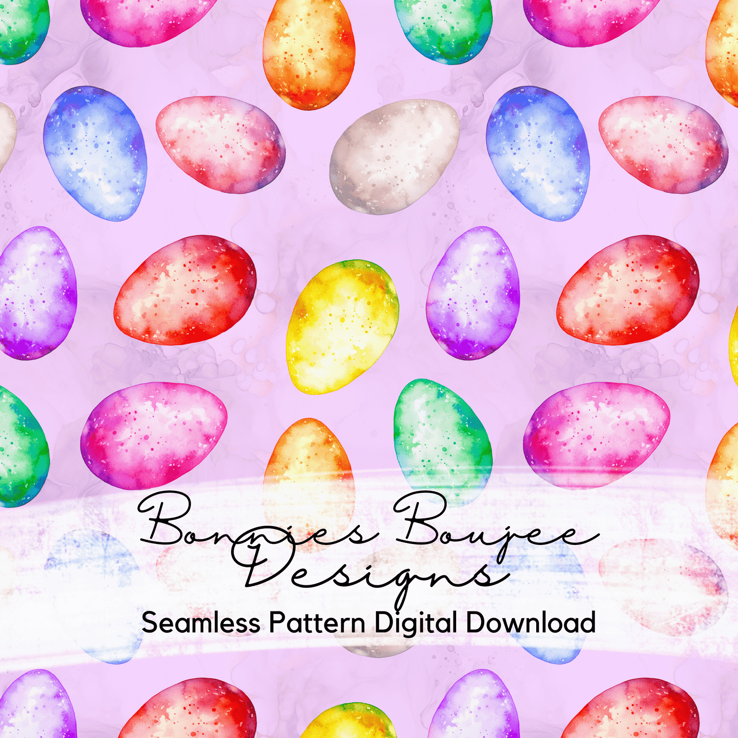 Easter Eggs Watercolor Style on an Purple Background Seamless File