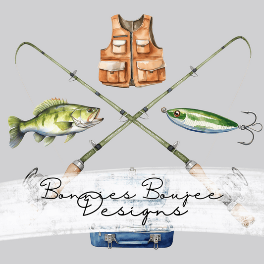 Watercolor Fishing Coordinating Sublimination PNG