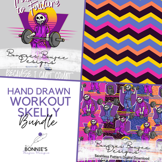 Workout Skelly Retro Hand Drawn Bundle Purchase