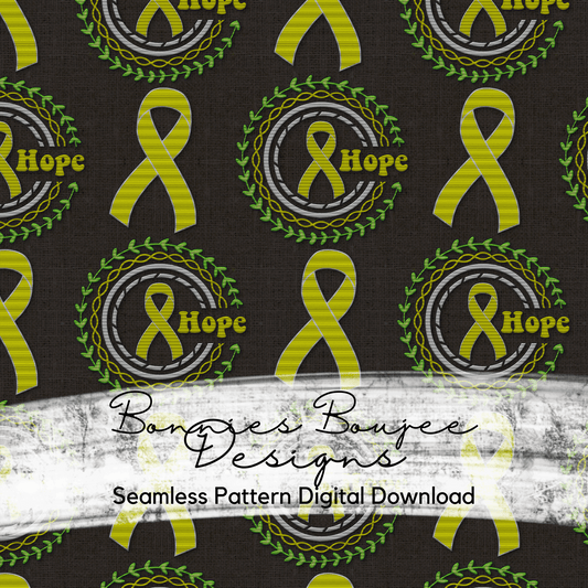 Yellow Awareness Ribbon Faux Embroidery Background Seamless File