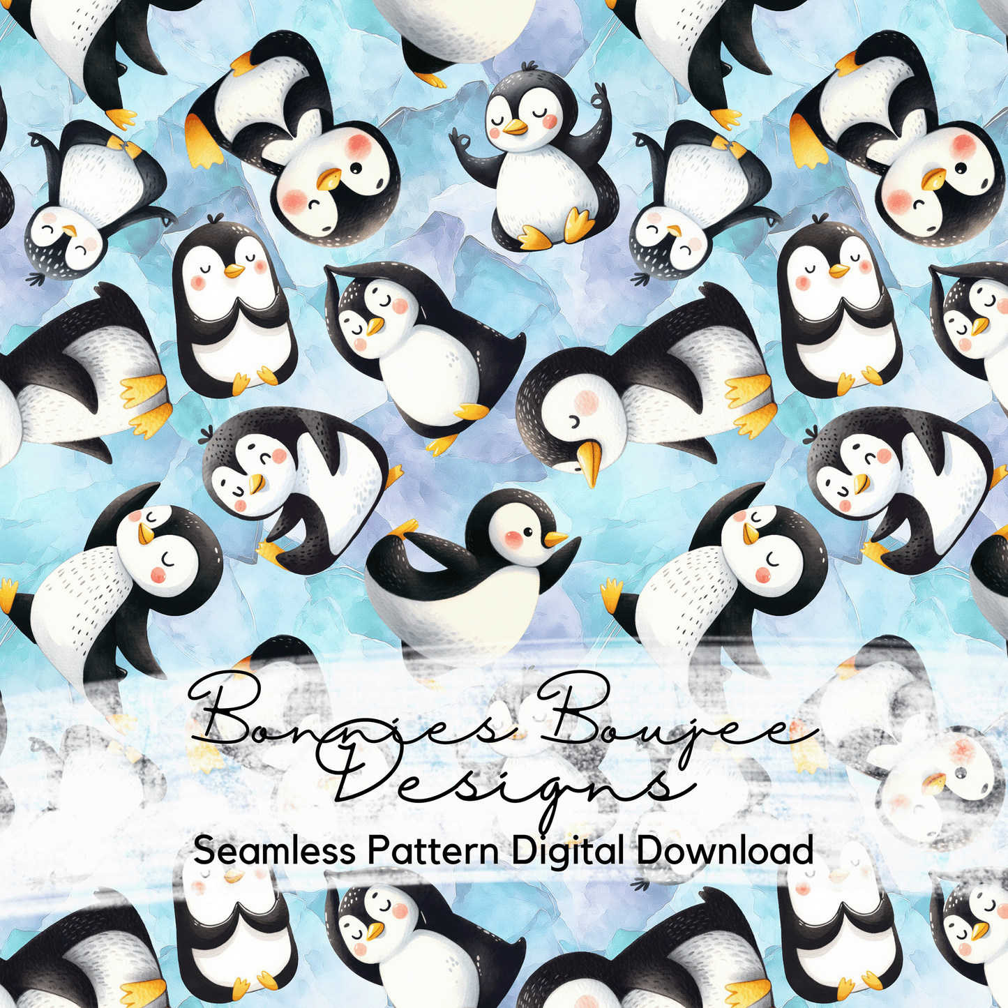 Yoga Penguins Seamless File with Five Colorways