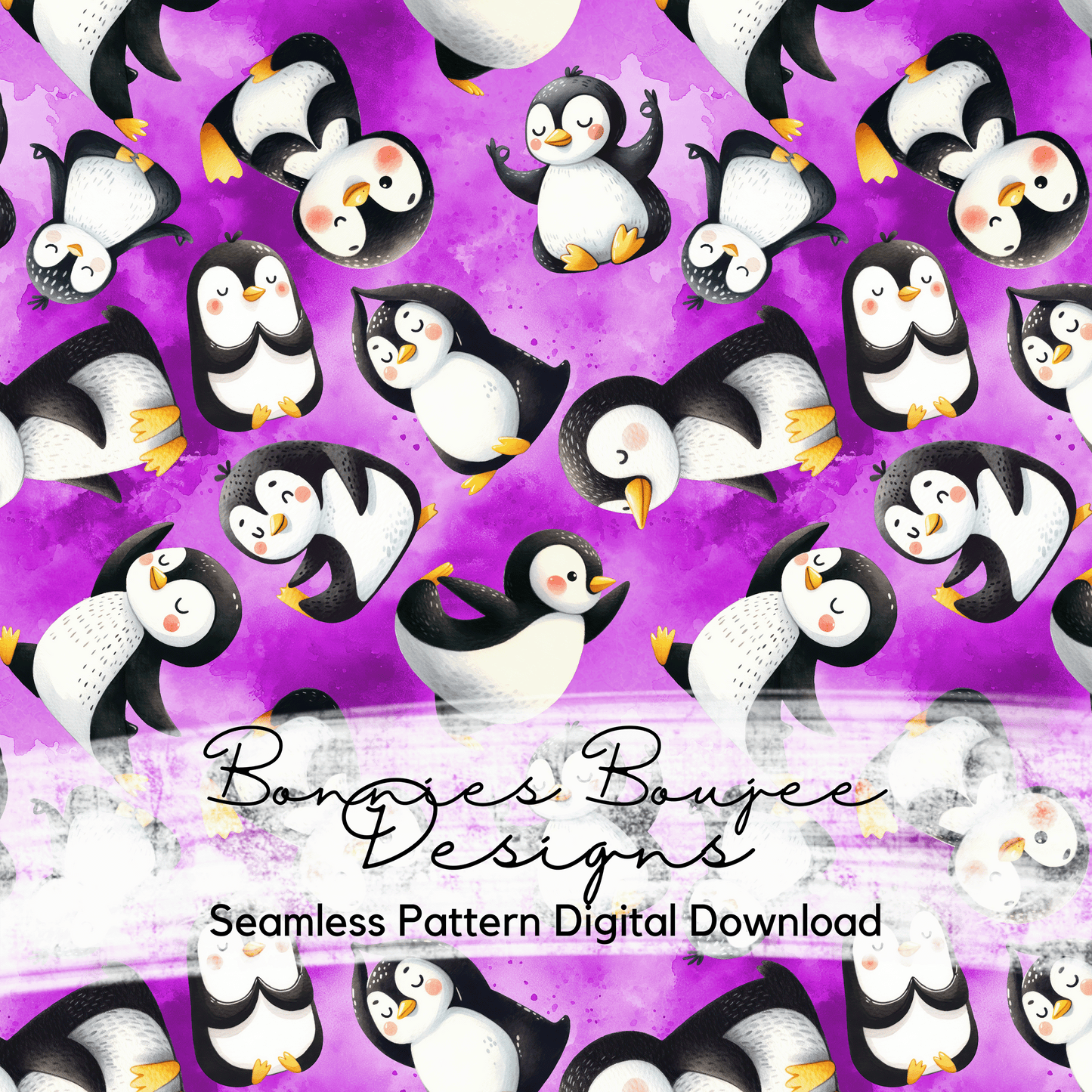 Yoga Penguins Seamless File with Five Colorways