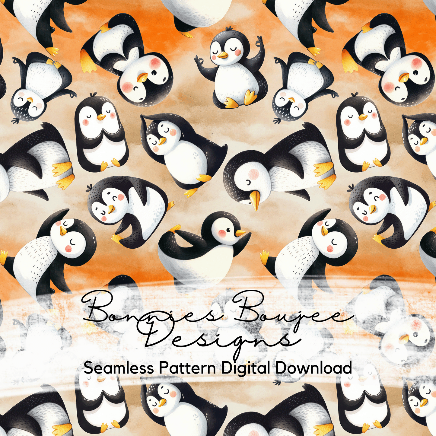 Yoga Penguins Seamless File with Five Colorways